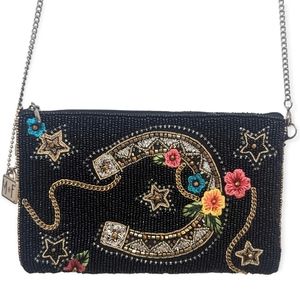 Vintage Boho Chic Crossbody Good Luck Coin Beaded Phone Bag by Mary Frances